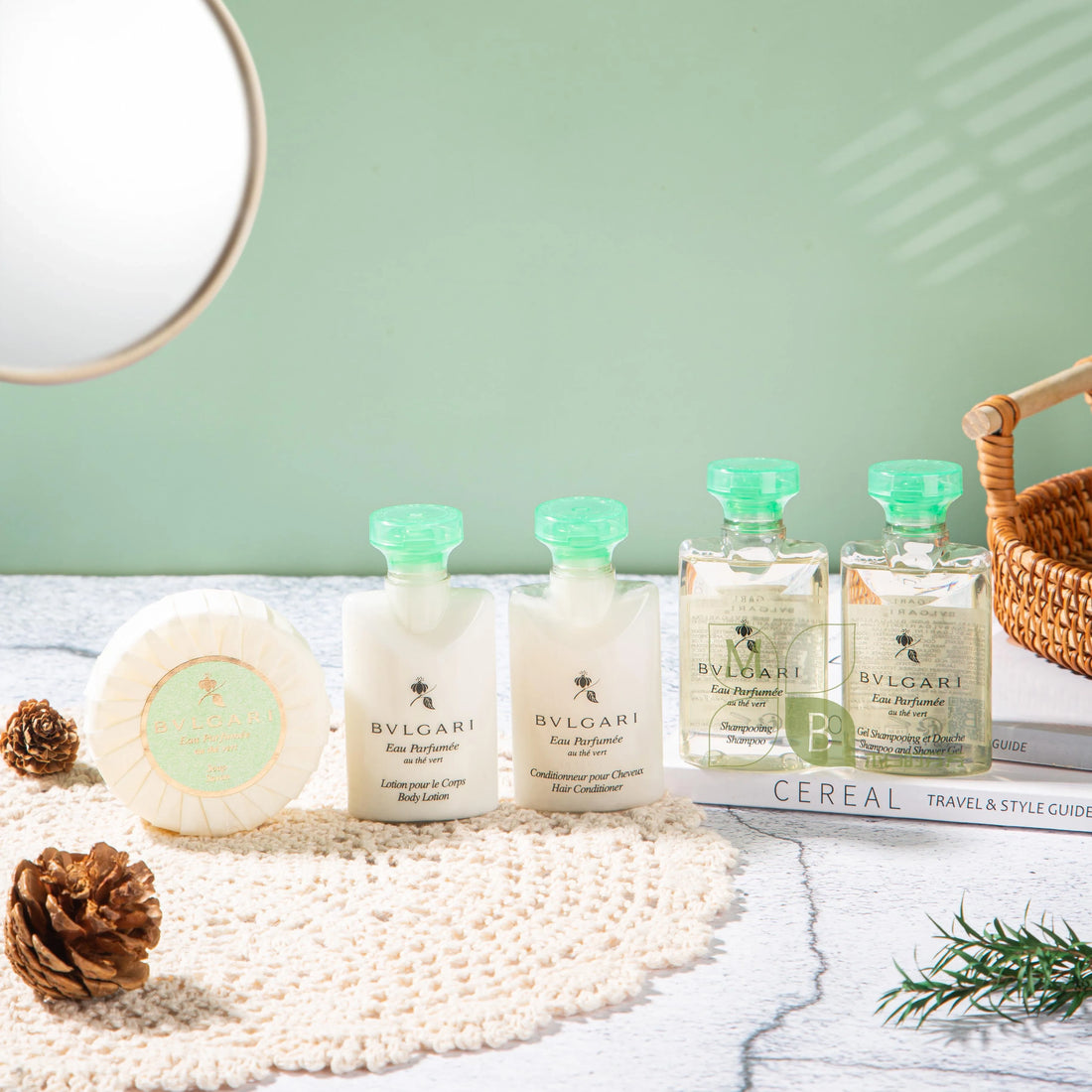 BVLGARI Green Tea Shampoo &amp; Conditioner &amp; Shower Gel &amp; Body Lotion &amp; Soap 40ML